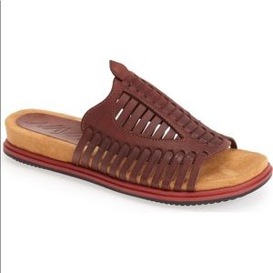 Naya Brown Leather Huarache Flat Sandals